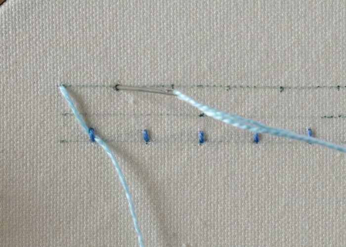 Bi-Colored Fly Stitch embroidery Step 8