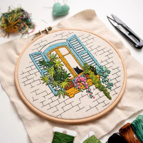 CAT in the WINDOW, embroidery pattern for advanced level on Etsy