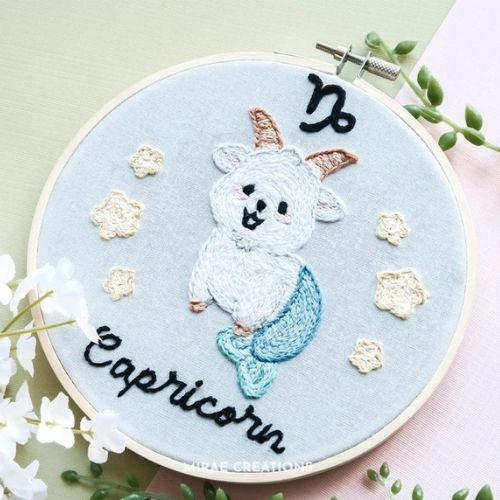 Capricorn Embroidery Pattern by MiraeCreationsShop on Etsy