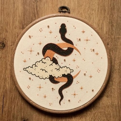 Celestial Snake Hand Embroidery Pattern Designed by ALIFERA on Etsy