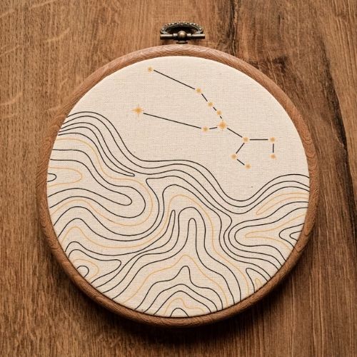 Constellation Taurus Abstract Hand Embroidery Pattern Designed by ALIFERA on Etsy