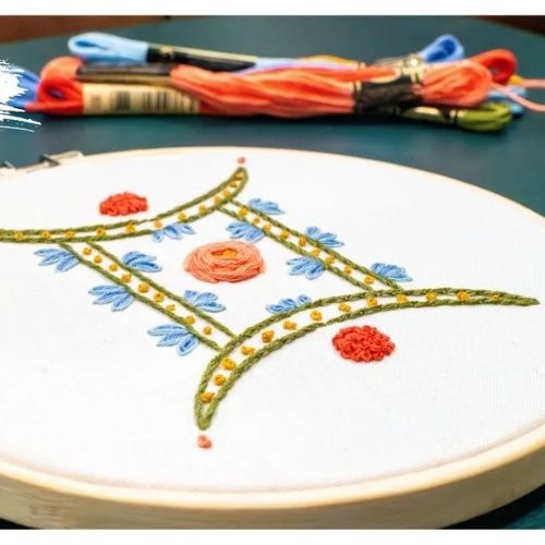 Floral Gemini Symbol Hand Embroidery Pattern Designed by STFiberArt on Etsy