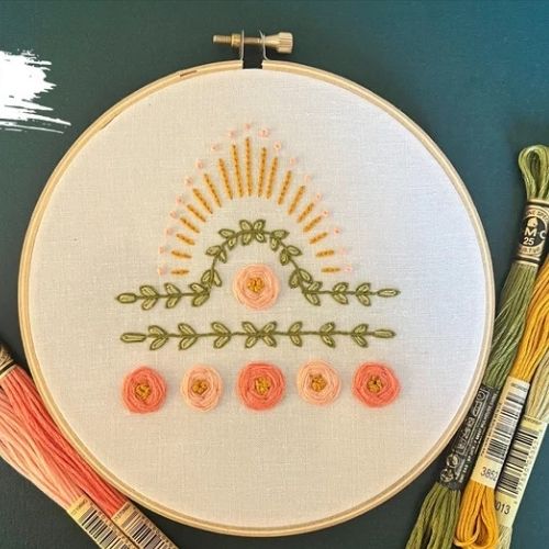 Floral Libra Symbol Hand Embroidery Pattern Designed by STFiberArt on Etsy