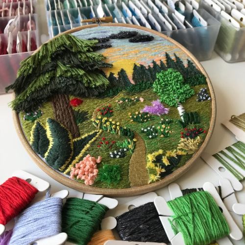 Forest Landscape, 3d embroidery pattern on Etsy