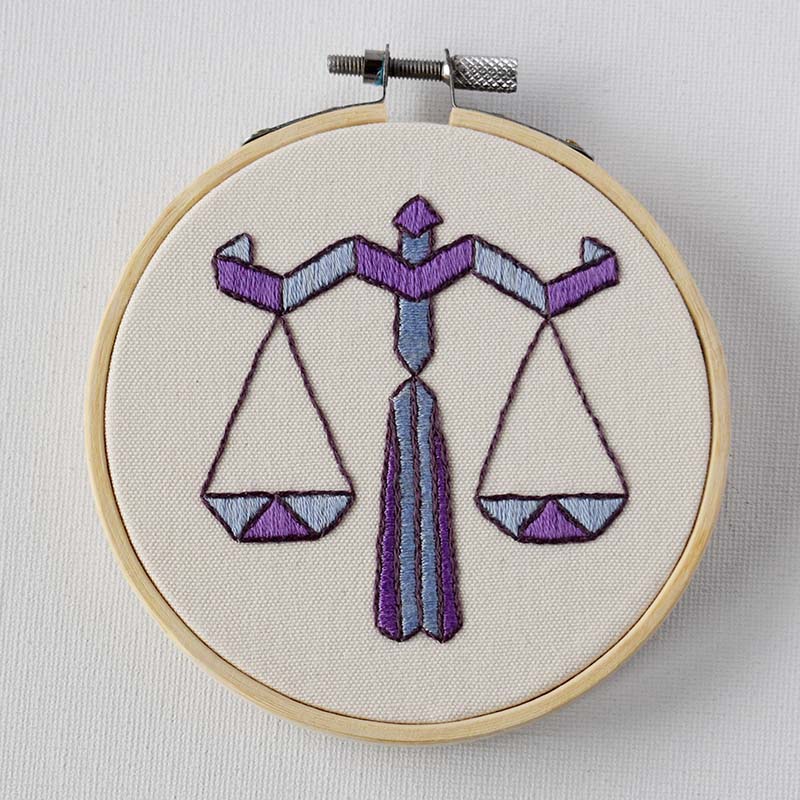 Origami style zodiac embroidery designs - Libra