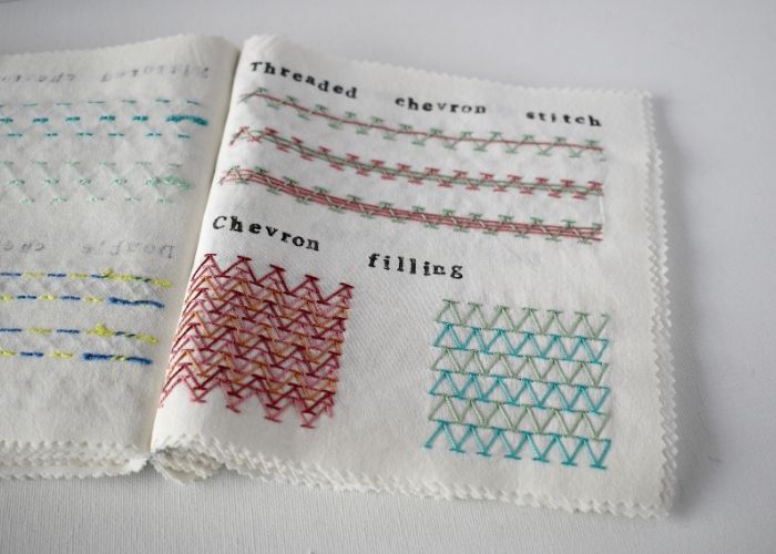 Page from 100 Days of Stitches Challenge - Chevron stitch variations