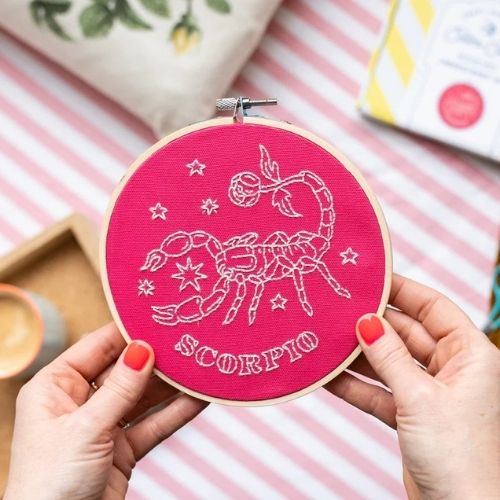 Scorpio Embroidery Hoop Kit by CottonClara on Etsy