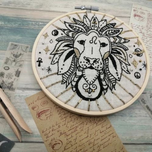 Star sign Leo zodiac celestial bead embroidery pattern by Heidi Hummingbirds on Etsy