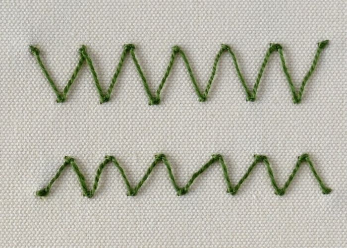 Zig Zag Coral Stitch embroidery two lines