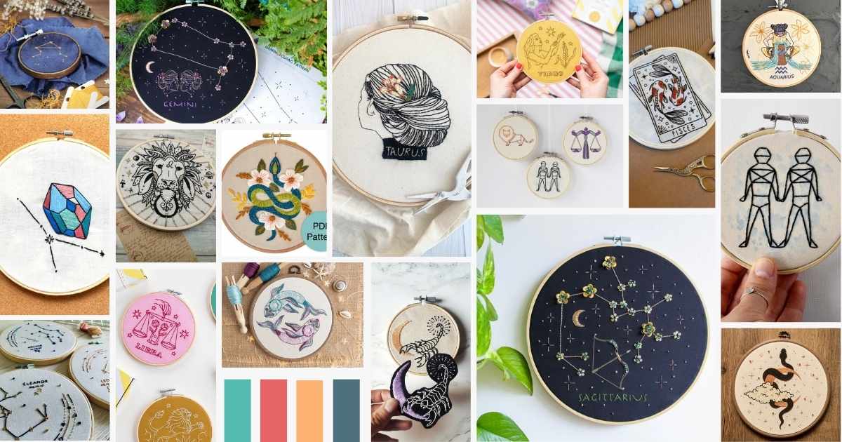 Zodiac Embroidery Designs - Astrology Inspired Hand Embroidery Patterns