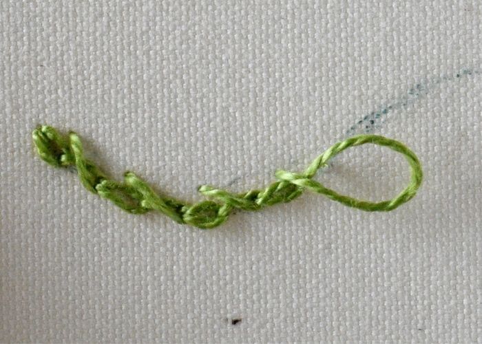 Barred Chain Stitch on curved lines