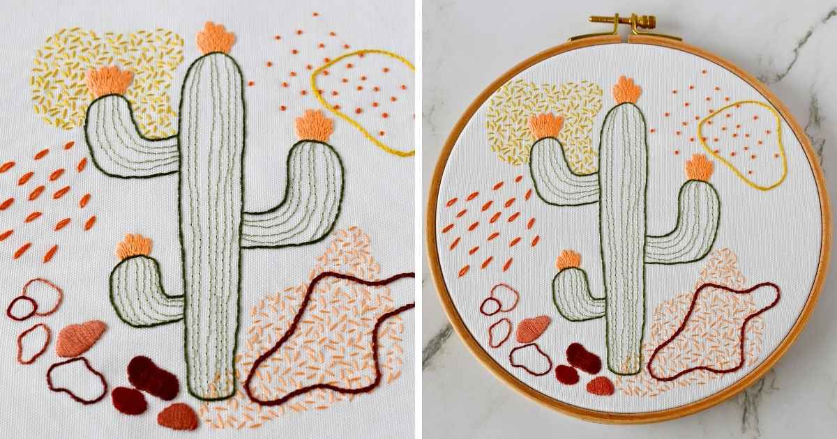 Beginner Embroidery Stitches Cactus sampler