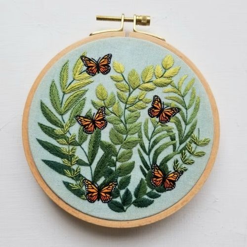 Butterfly hand embroidery design by JessLongEmbroidery on Etsy