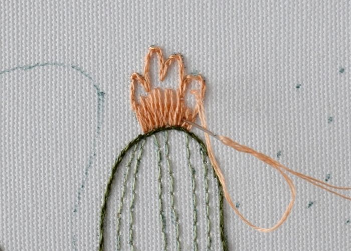 Cactus flowers - embroidery with beginner embroidery stitches