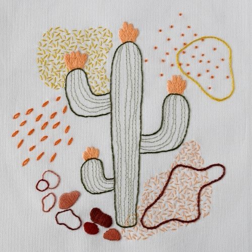 Cactus hand embroidery patter for beginners