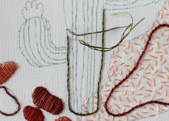 Cactus outline with split backstitch