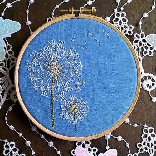 Dandelion Design, hand embroidery pattern by Fileusedetoiles on Etsy