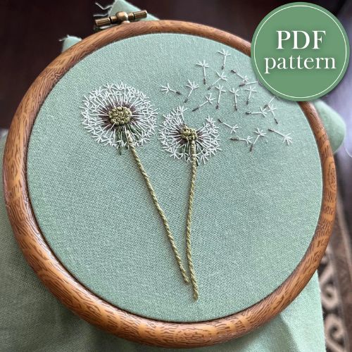 Dandelion Duo - embroidery pattern by ThistlesAndThreadCo on Etsy