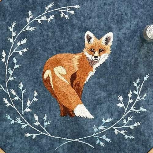 Fox Thread Painting embroidery pattern by MyFabricHeaven on Etsy