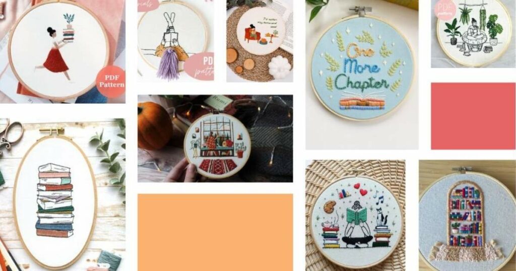 Hand embroidery designs with books on Etsy 