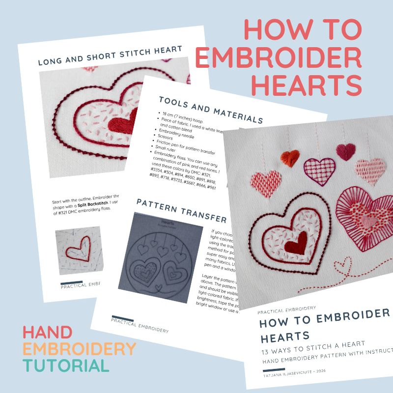 How to Embroider Hearts - Hand Embroidery Guide PDF cover image