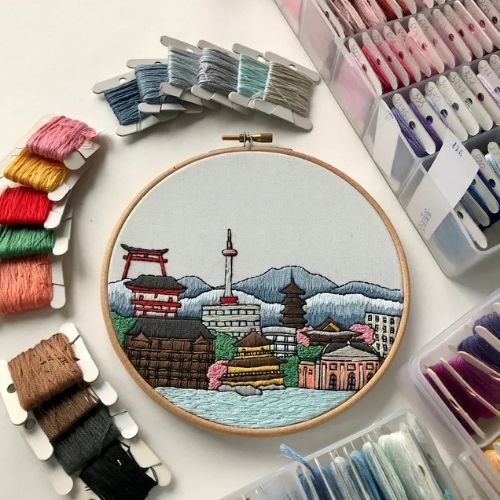 Kyoto, Japan. Hand Embroidery pattern by Faimyxstitch on Etsy