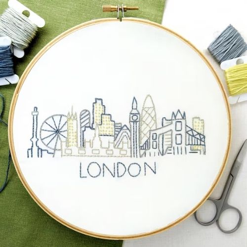 London Skyline hand embroidery pattern by WanderingThreadsArt on Etsy