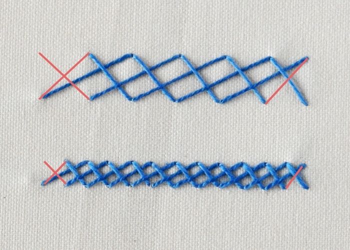 Long armed Cross stitch embroidery instructions