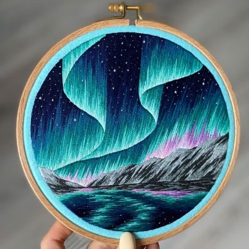 Northern lights - embroidery pattern by EmbroiderybynusikART on Etsy