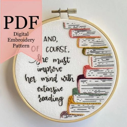 Pride and Prejudice quote embroidery pattern by AndreaSmithDesigned on Etsy