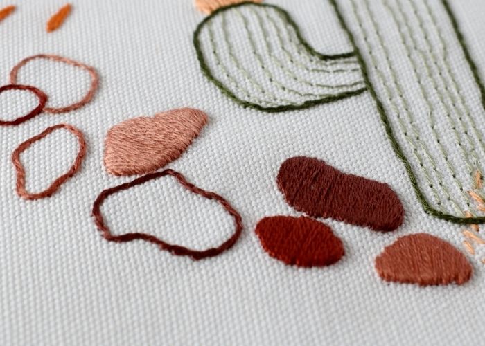 Satin Stitch embroidery - fragment of Cactus embroidery design