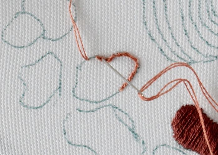 Satin Stitch outline with split backstitch