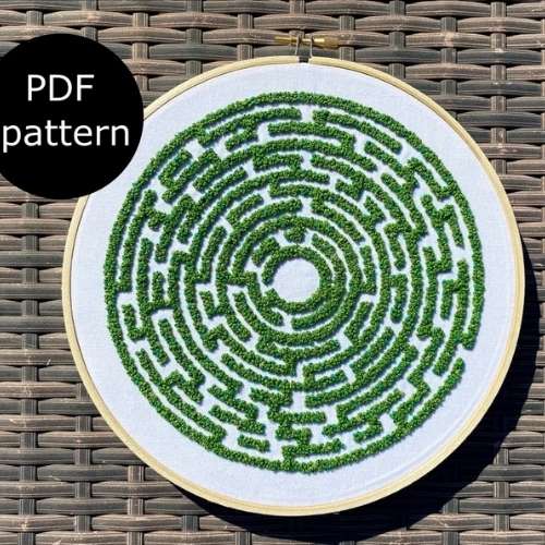 Topiary Labyrinth Maze embroidery pattern by NOMADembroideryCo on Etsy