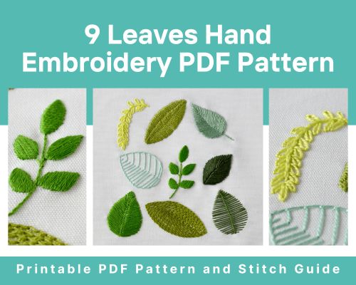 9 Leaves Free Hand Embroidery PDF Pattern