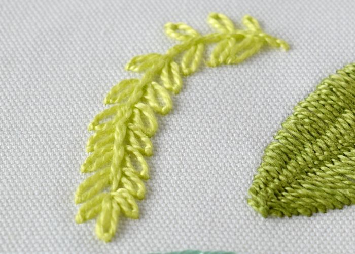 Detached Chain stitch leaves