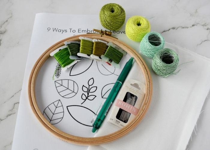 Tools and materials for leaf embroidery