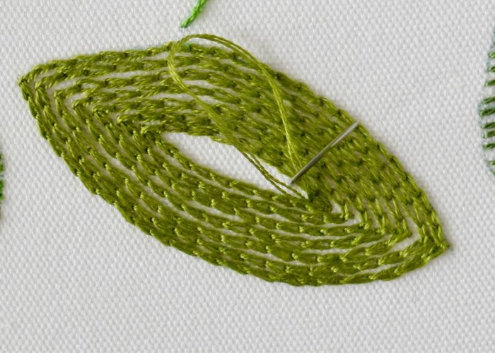 Ways To Embroider Leaves - Chain stitch filling