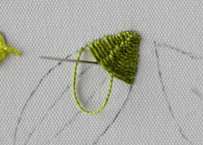 Ways To Embroider Leaves - Closed Cretan stitch