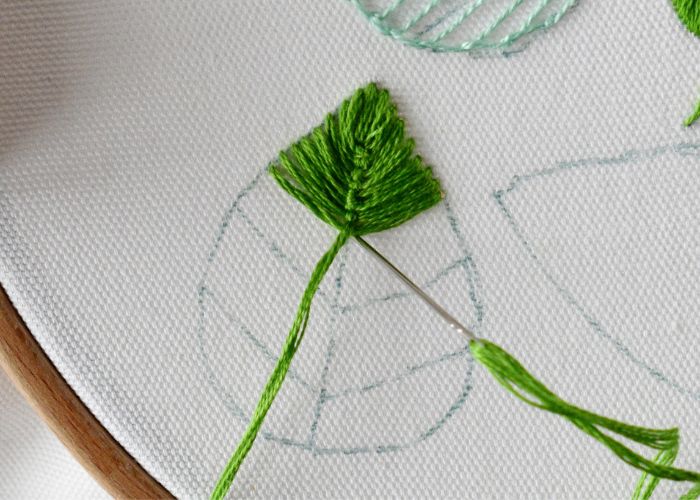 Ways To Embroider Leaves - Closed Fly stitch