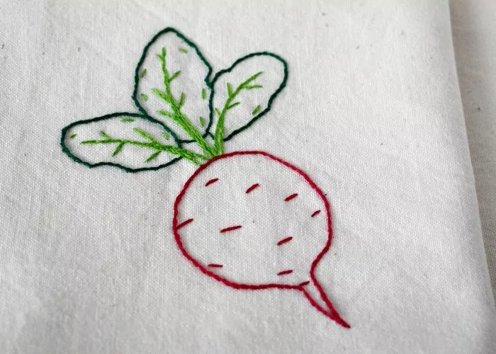 Beetroot - hand embroidery on cotton