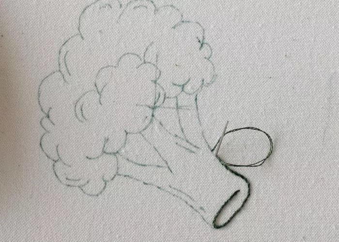 Broccoli 1- veggie embroidery tutorial