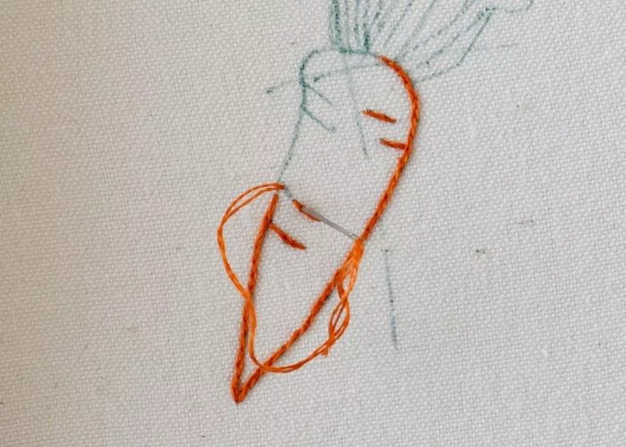 Carrot 2- veggie embroidery tutorial