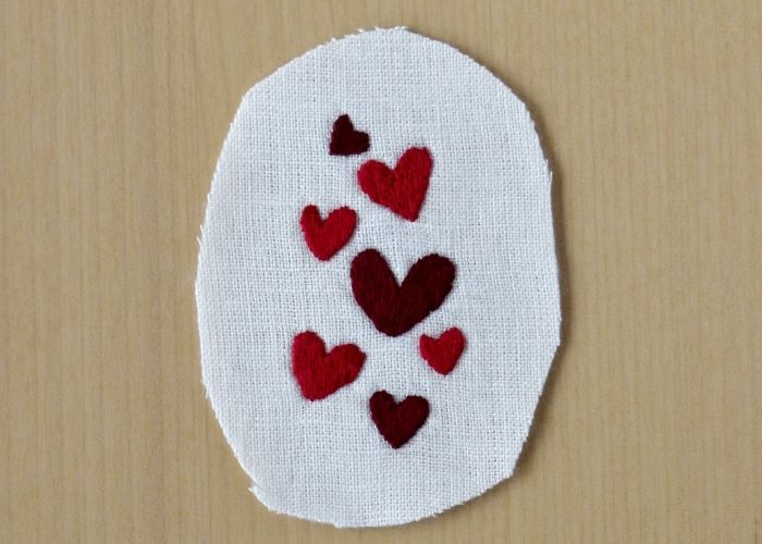 Dry and iron finished heart embroidery