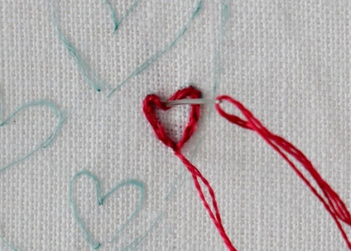 Heart embroidery with satin stitch 3