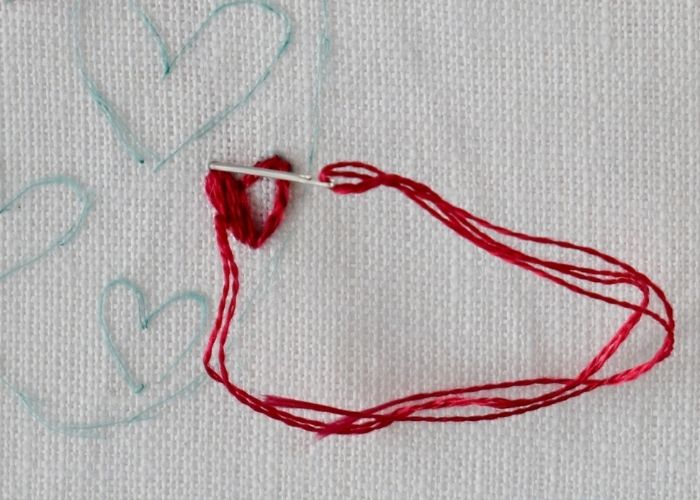 Satin Stitch filling for the heart shape