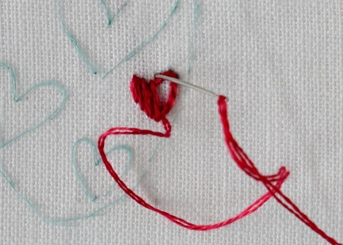 Heart embroidery with satin stitch 5