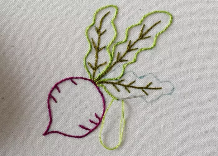 Radish 6- veggie embroidery tutorial