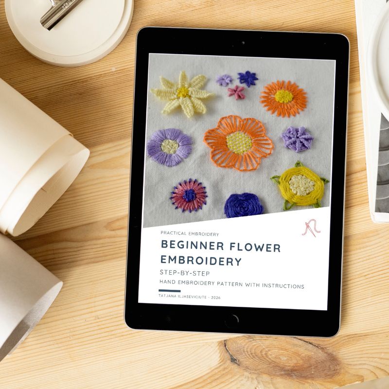Beginner Flower Embroidery - Hand Embroidery Pattern PDF image