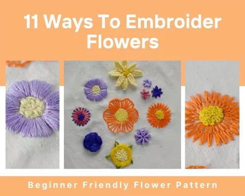 Beginner Friendly Flower Embroidery Pattern Freebie image