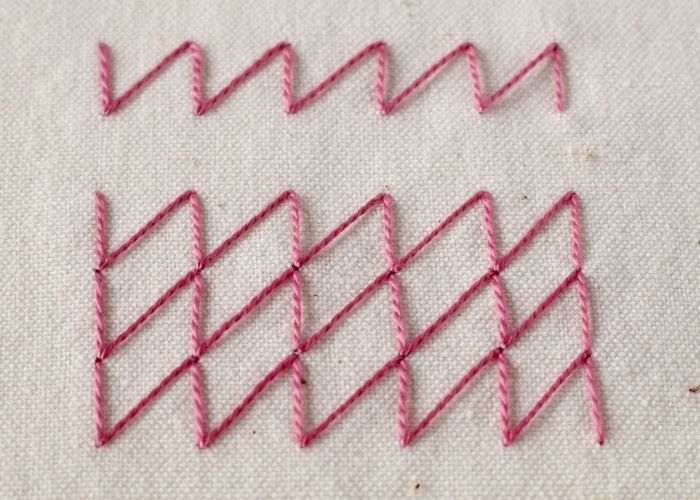 Bosnian Stitch embroidery with pearl cotton thread image